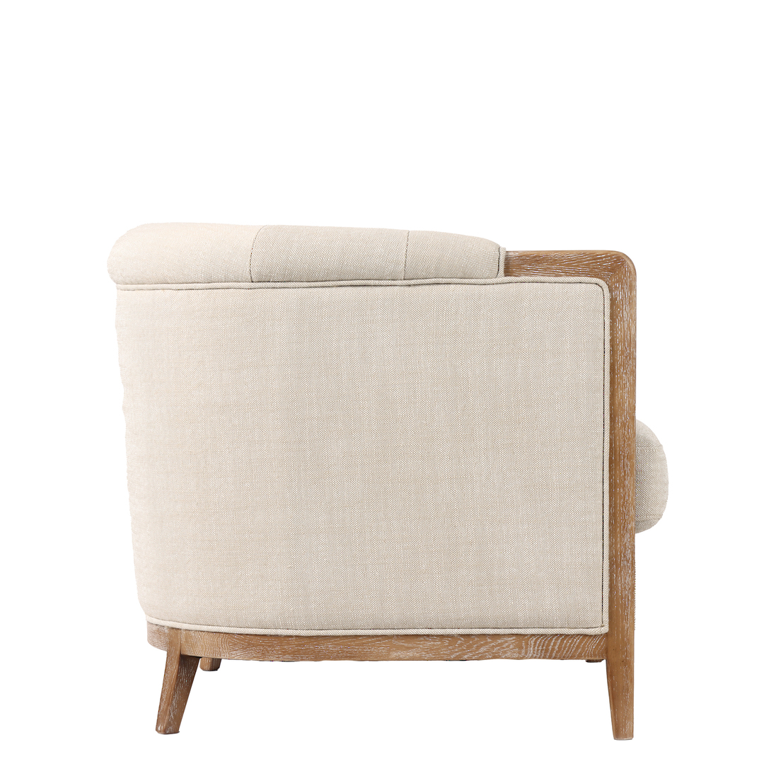 Regal 1 Seater Sofa Fabric With Washed Oak Frame - Cream image 2